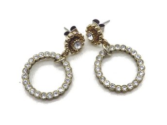 Rhinestone Hoop Dangling Pierced Stud Earrings